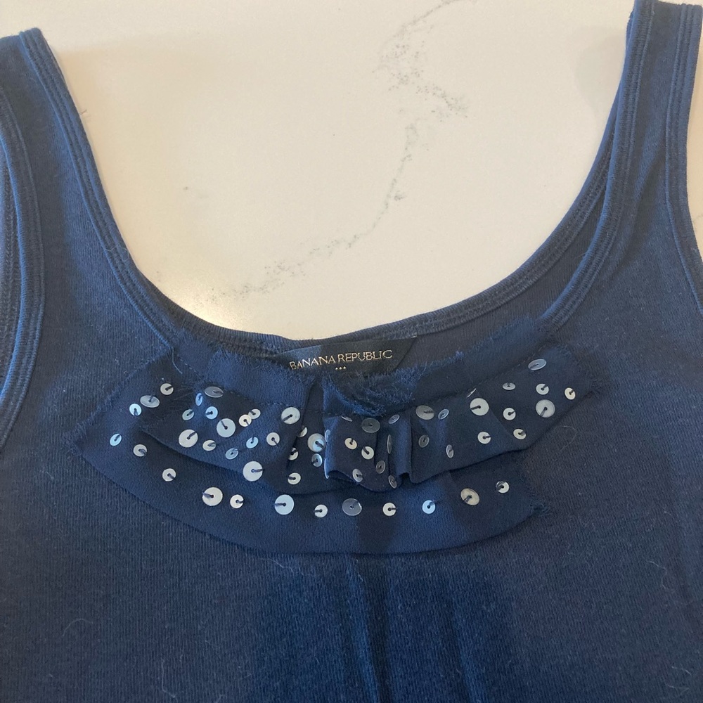 Banana Republic Navy Tank with Sequin Detail Size Small